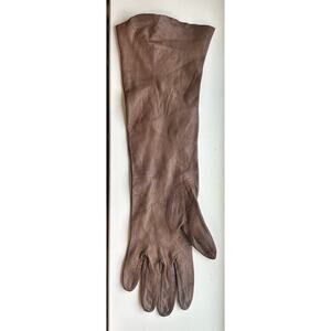VINTAGE CARESSKIN Brown Calf Skin Elbow Length Gloves Size S